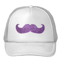 Purple Bling mustache (Faux Glitter Graphic) Trucker Hats