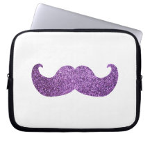 Purple Bling mustache (Faux Glitter Graphic) Laptop Computer Sleeve