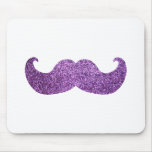 Purple Bling mustache (Faux Glitter Graphic) Mouse Pads