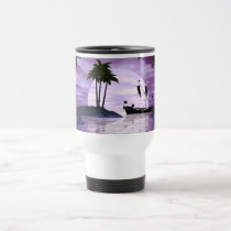 purple, sunset, boat, ship, boats, ships, palm, trees, ocean, scene, fantasy, fantasies, oceans, Mug with custom graphic design