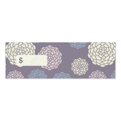 Purple Blooming Flower B Price Tags, Profile Cards Business Card Template (back side)