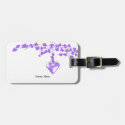 Purple Blossoms with Heart Bag Tag