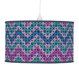 Purple Blue And Green Chevron With Glitter Hanging Lamps