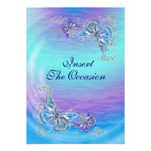 Purple blue birthday engagement wedding personalized invitation
