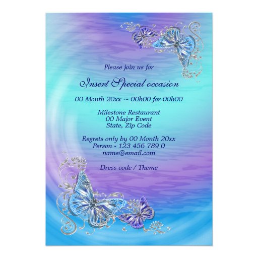 Purple blue birthday engagement wedding personalized invitation