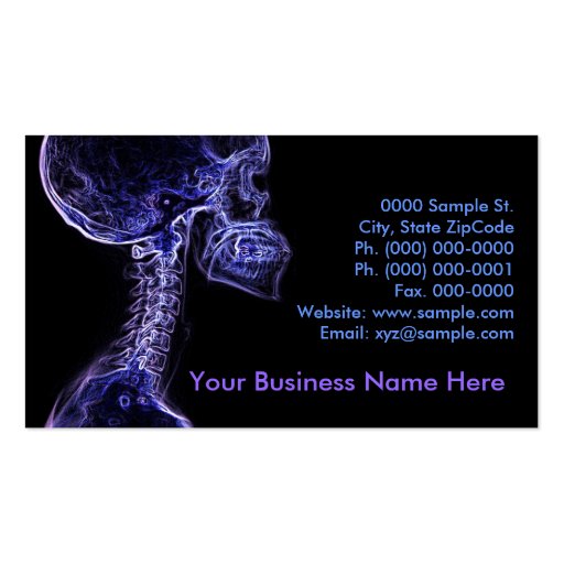 Purple/Blue C-spine customizable business card (front side)