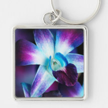 Purple & Blue Dendrobium Orchid Customized Orchids Key Chain