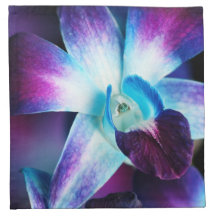 Purple & Blue Dendrobium Orchid Customized Orchids Printed Napkins