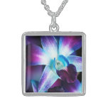 Purple & Blue Dendrobium Orchid Customized Orchids Personalized Necklace