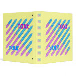 Purple Blue Diagonal Stripes, Your Text, Binder