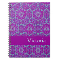 Purple Blue Elegant Pattern custom spiral notebook notebooks