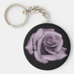 Purple blue frosted rose keychain