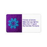 Purple & Blue Glitter Retro Flower Custom Address Labels