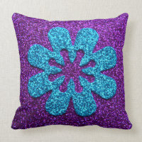 Purple & Blue Glitter Retro Flower Pillows
