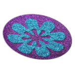 Purple & Blue Glitter Retro Flower Plate