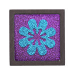 Purple & Blue Glitter Retro Flower Premium Jewelry Box