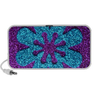 Purple & Blue Glitter Retro Flower doodle