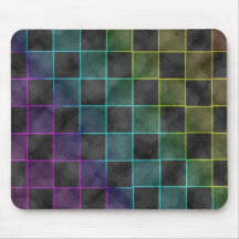 Purple Blue & Green Grunge Squares Mousepads