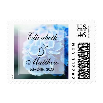Purple Blue Hydrangea Wedding Stamp