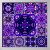 Purple & Blue Iris Flower Petals, Mosaic Montage Poster