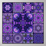 Purple & Blue Iris Flower Petals, Mosaic Montage posters