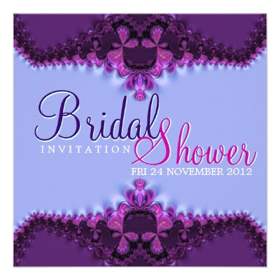 Purple Blue Satin Lace Bridal Shower Invitation
