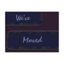 purple blue We've Moved Post Card