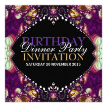 Purple Bohemian Birthday Dinner Party Invitation