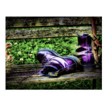 Purple Boots art postcard
