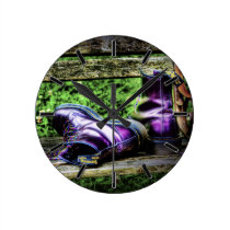 Purple Boots (HDR) wall clock
