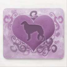 Purple Borzoi Valentine Mouse Pads