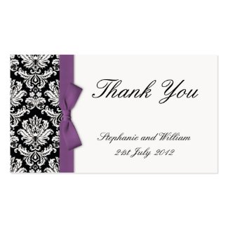 Purple Bow Damask Thank You Cards profilecard