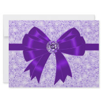 Purple Bow Sparkle Girls 18th Birthday Party Personalized Invitations