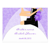 Purple Bridal Shower Advice Cards Postcards