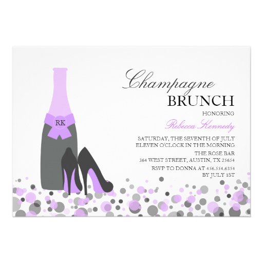 Purple Bridal Shower Champagne Brunch Invite