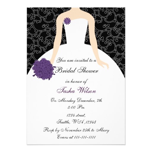 purple Bridal Shower Invitation