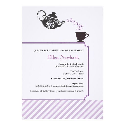 Purple Bridal Shower Invitation - Tea