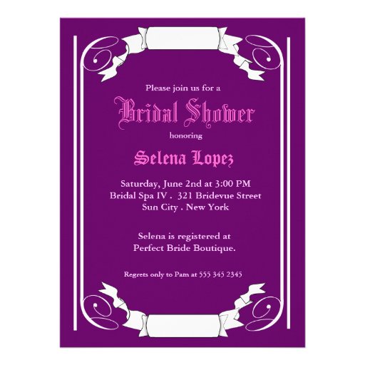 Purple Bridal Shower Invitations Purple Bridal Shower Invitations