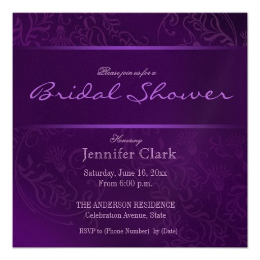 Purple Bridal Shower invitations