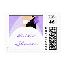 Purple Bridal Shower postage stamps