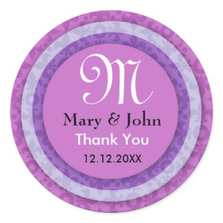 Purple Bride&Groom Thank You Monogram Seals sticker