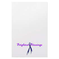 Purple Brightest Blessings-customizable Stationery