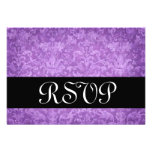Purple Brocade RSVP Wedding Response Card V at Zazzle