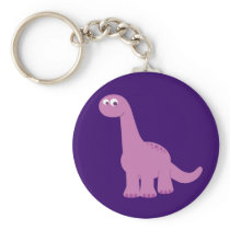 Purple Brontosaurus Dinosaur Keychain