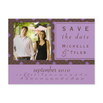 Purple & Brown Circle Save the Date Post Cards