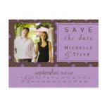 Purple & Brown Circle Save the Date postcards