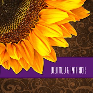 Purple Brown Country Sunflower Wedding Invitations invitation