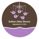 Purple & Brown Elephant Mobile Baby Shower stickers