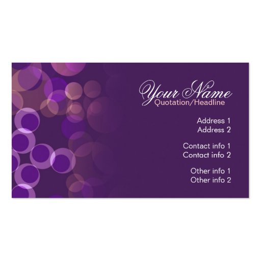 Purple Bubbles Business Card (front side)