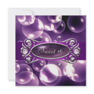 Purple Bubbles Purple Sweet 16 Party invitation